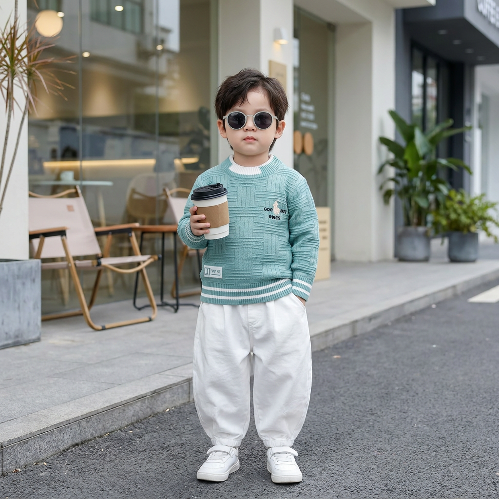 Boys Textured Knit Pullover Sweater