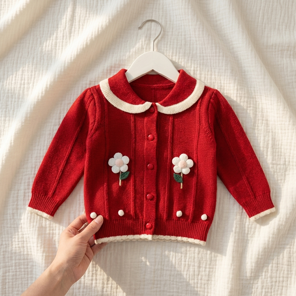 Girls Floral Knitted Cardigan Sweater – 2 Colors
