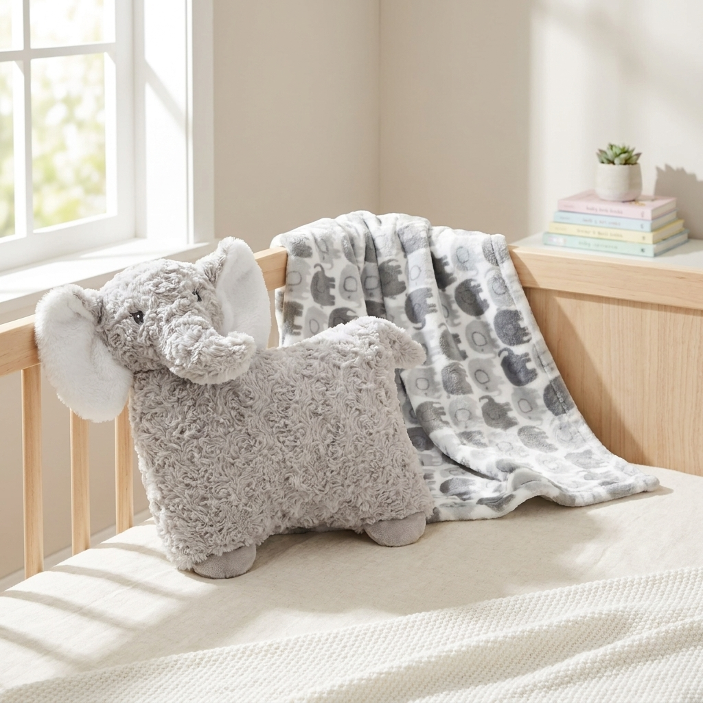Animal Character Pillow & Baby Shawl 2PC Set for( 0M TO 1.5YR )