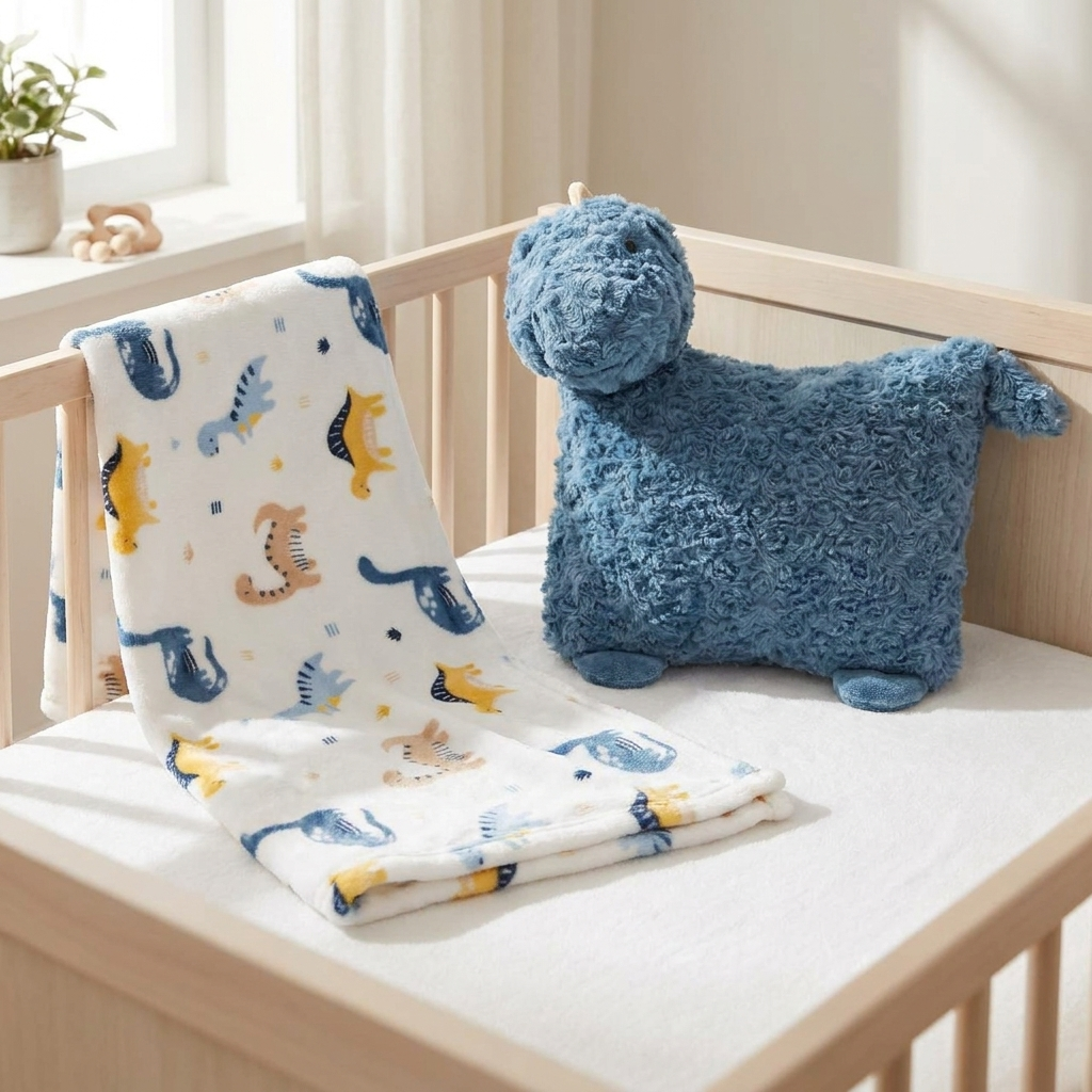 Animal Character Pillow & Baby Shawl 2PC Set for( 0M TO 1.5YR )