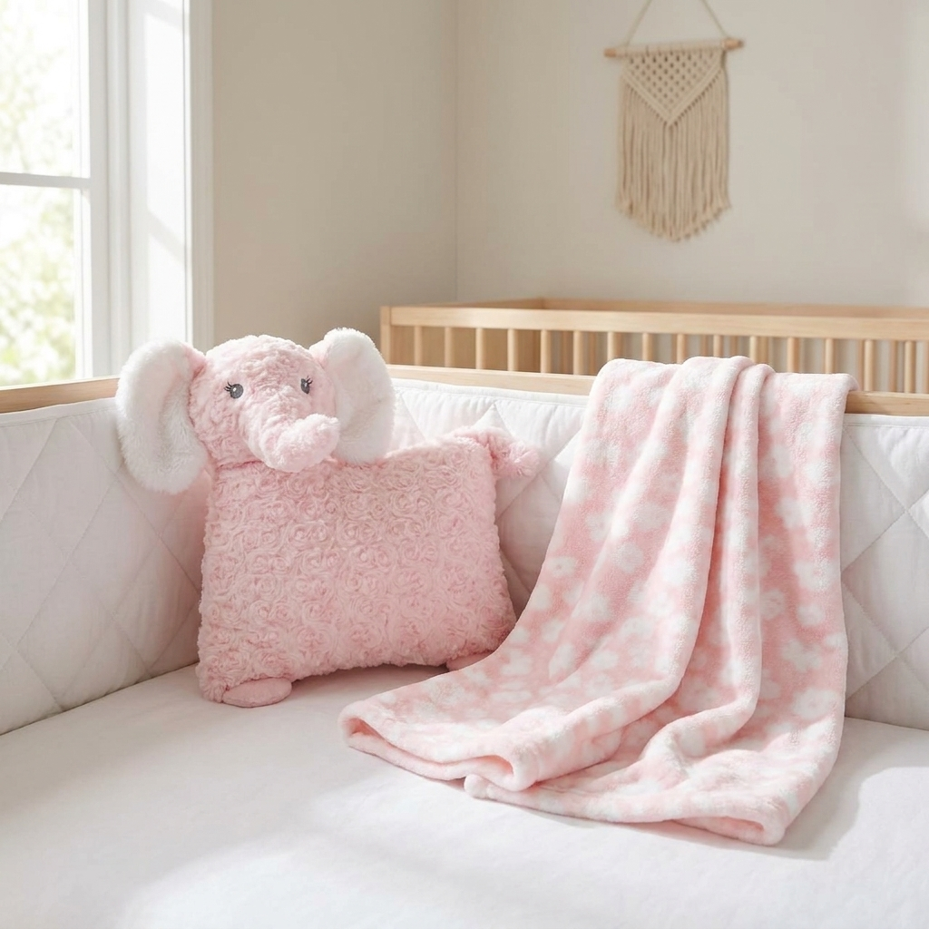 Animal Character Pillow & Baby Shawl 2PC Set for( 0M TO 1.5YR )