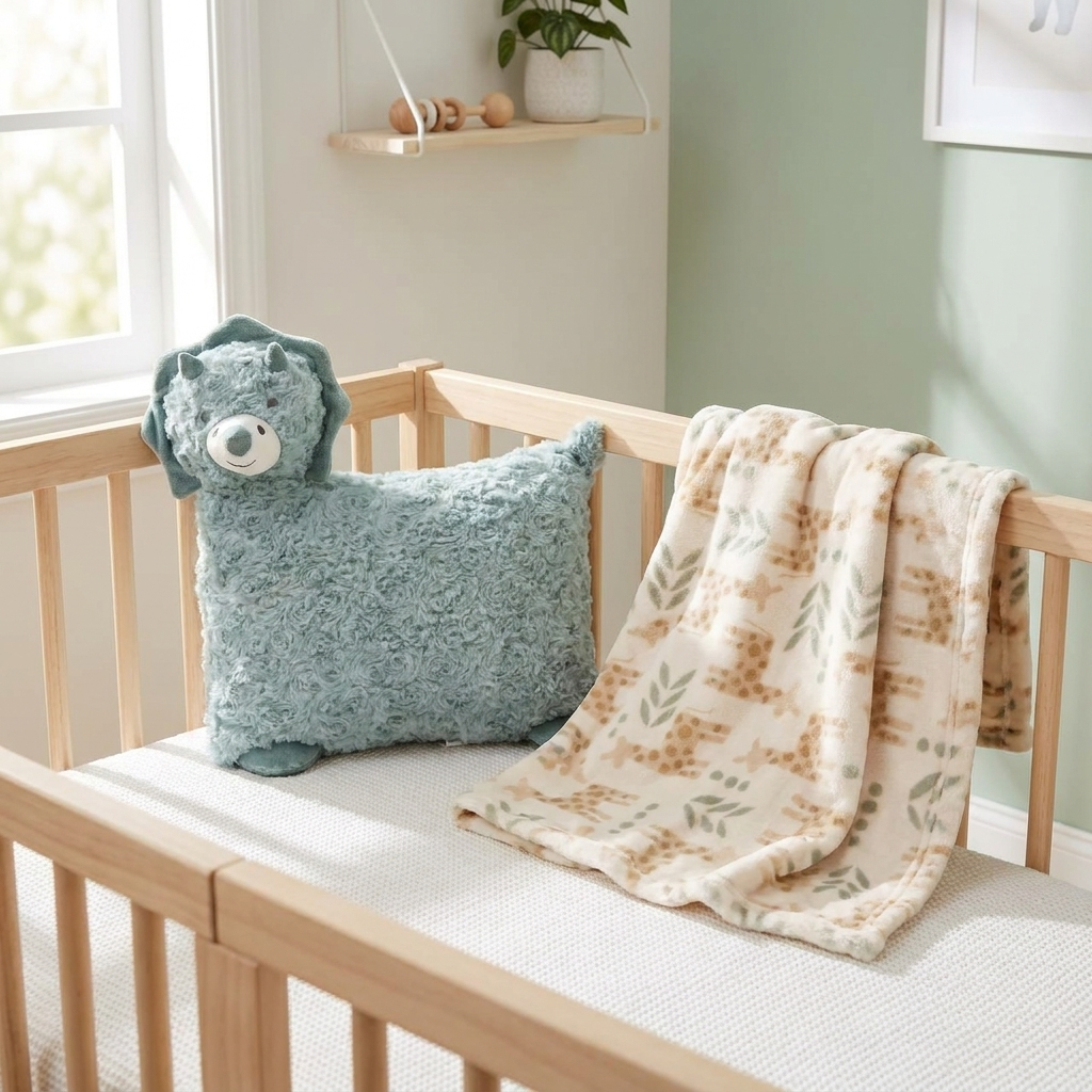 Animal Character Pillow & Baby Shawl 2PC Set for( 0M TO 1.5YR )