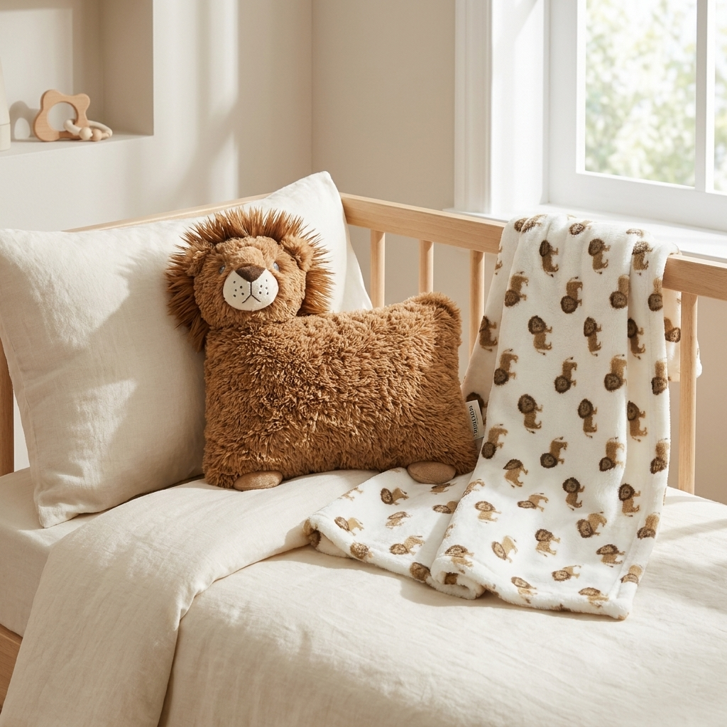 Animal Character Pillow & Baby Shawl 2PC Set for( 0M TO 1.5YR )