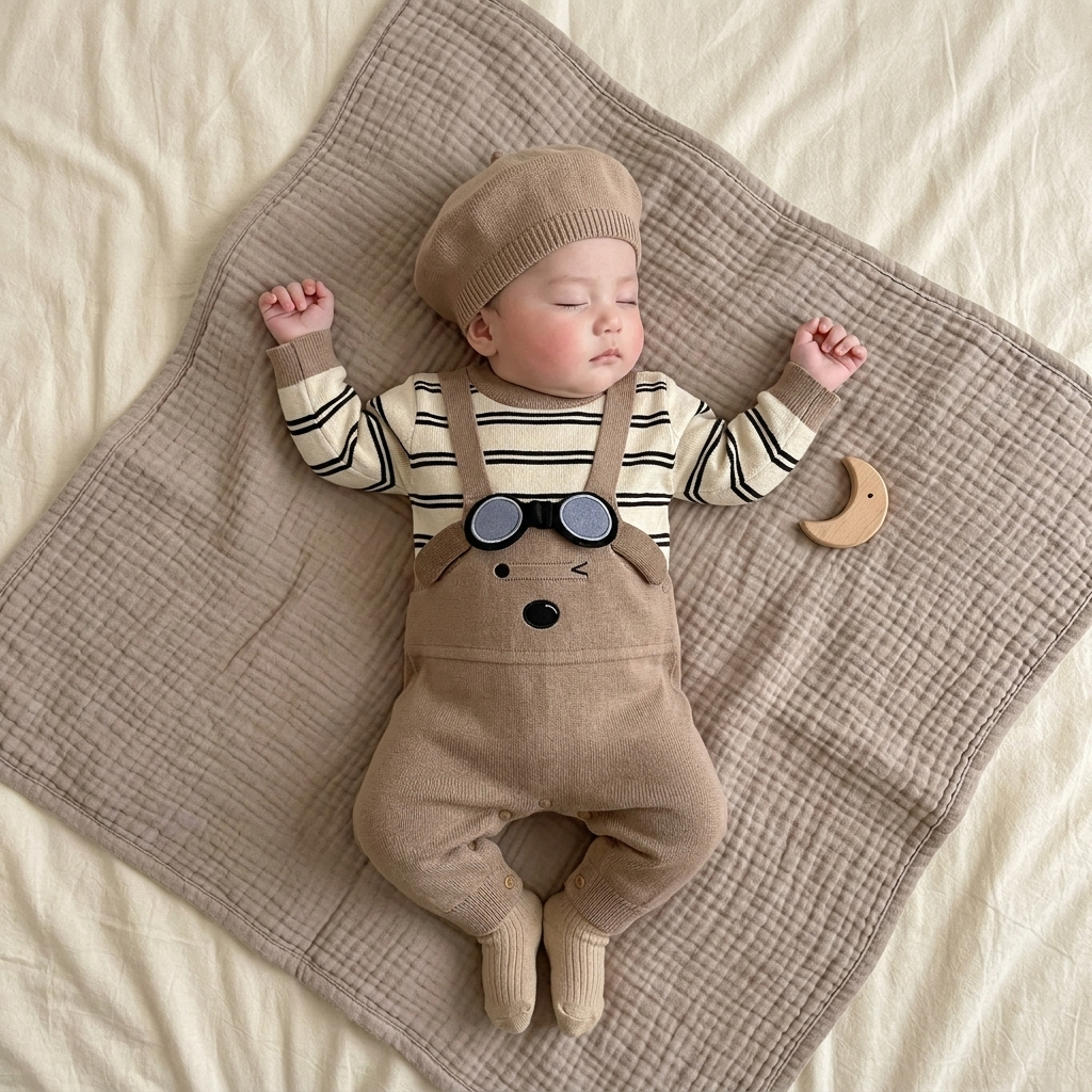 Little Explorer Knit Romper & Cap Set – 2PC