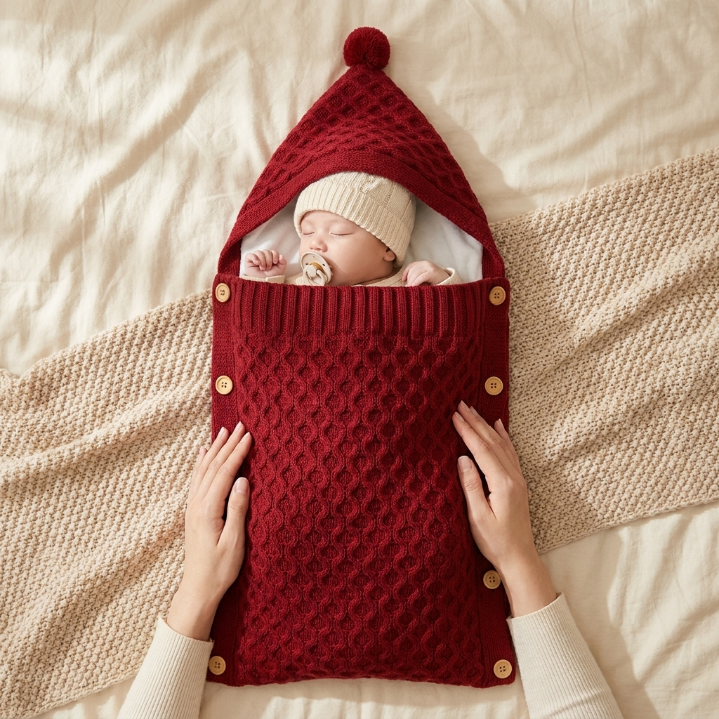 Cozy Knit Hooded Baby Wrap – 3 Colors