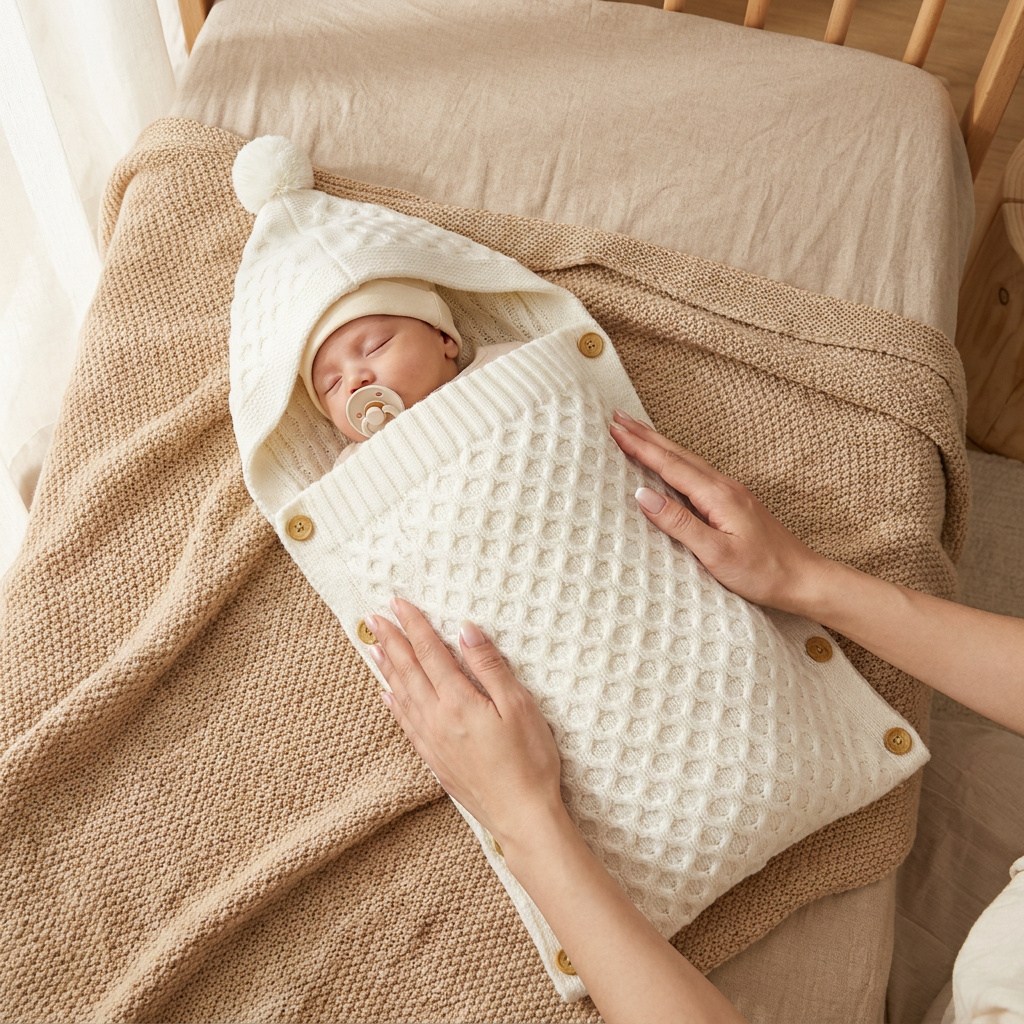 Cozy Knit Hooded Baby Wrap – 3 Colors