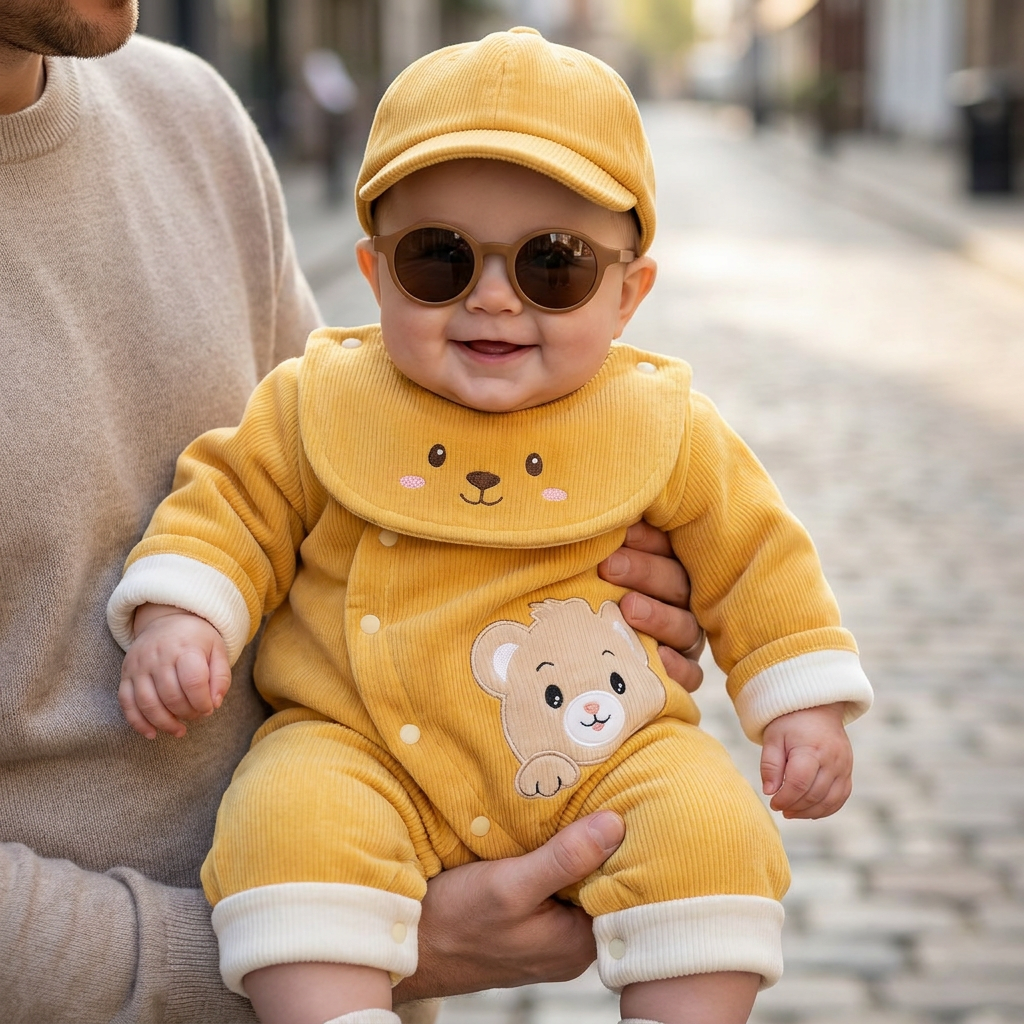 Cozy Teddy Velvet Baby Romper – 1PC