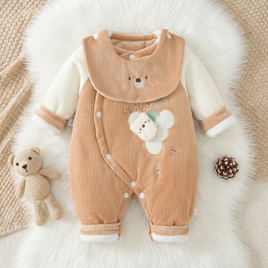 Baby Bear Velvet Romper – 3 Colors