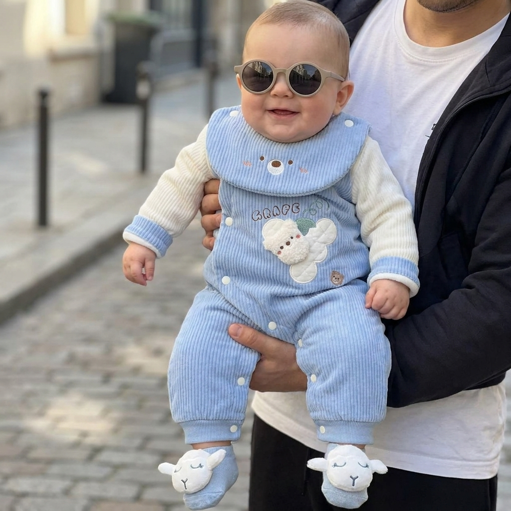 Baby Bear Velvet Romper – 3 Colors