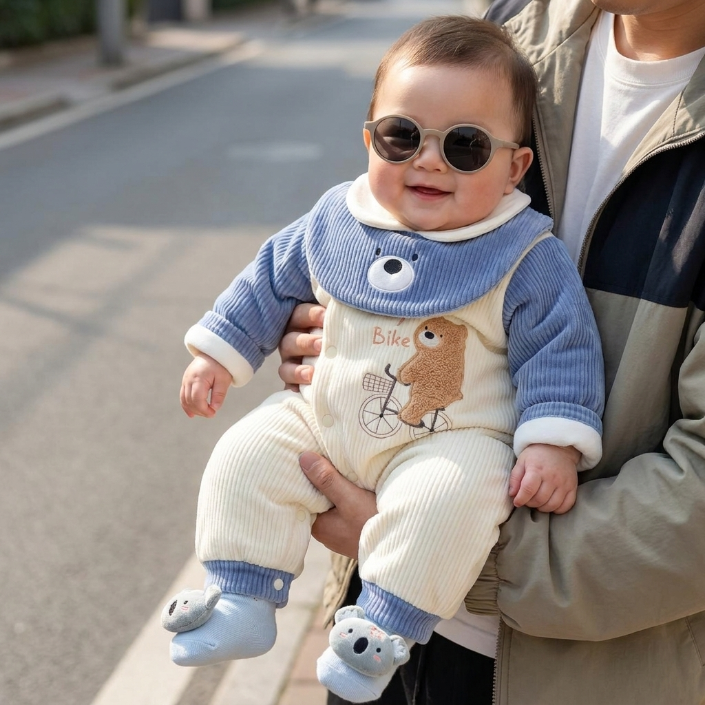 Baby Bear Ride Velvet Romper – 3 Colors