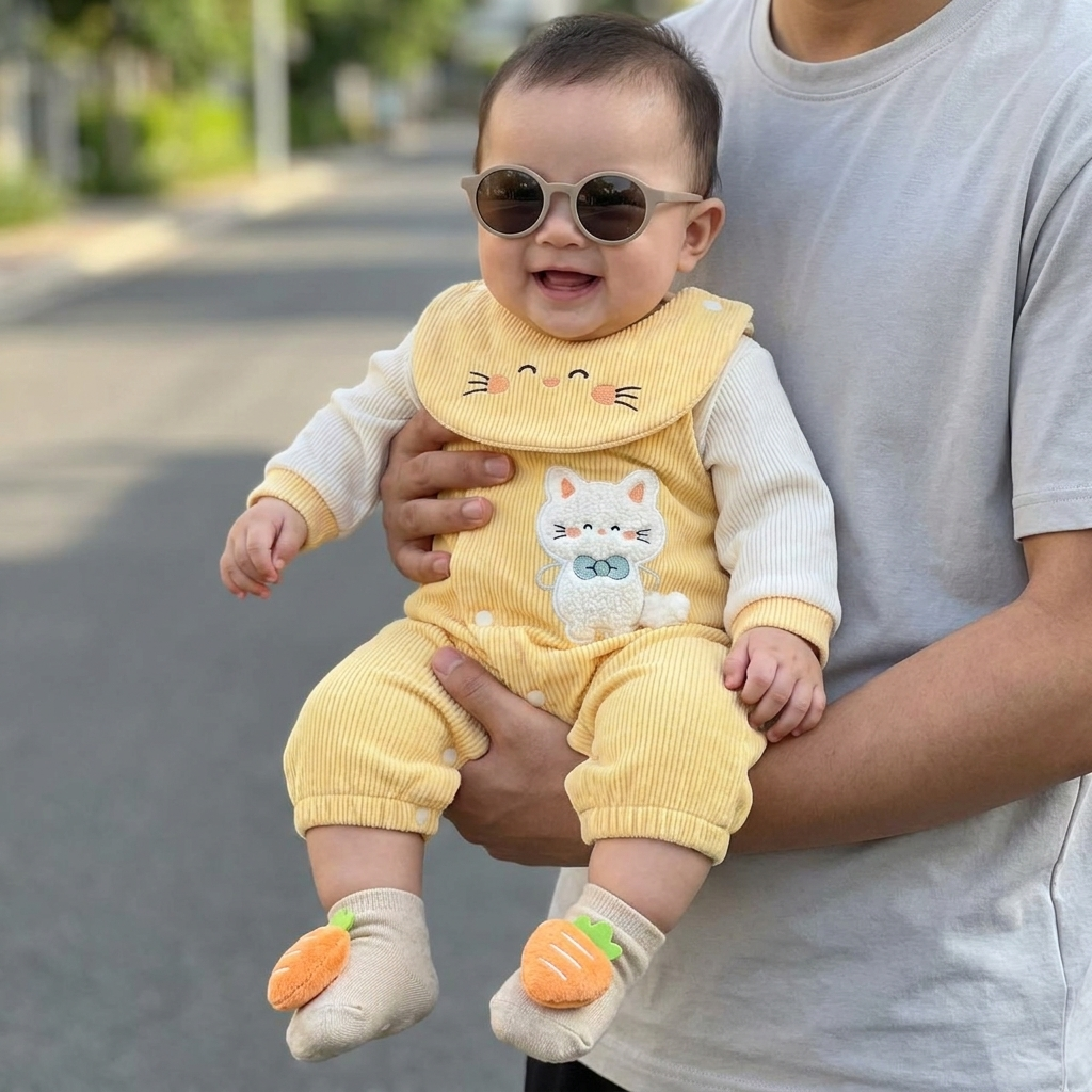 Cute Kitty Velvet Baby Romper – 3 Colors