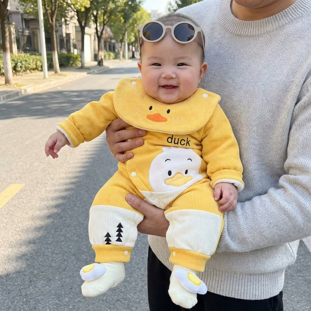 Little Duck Velvet Baby Romper – 1PC