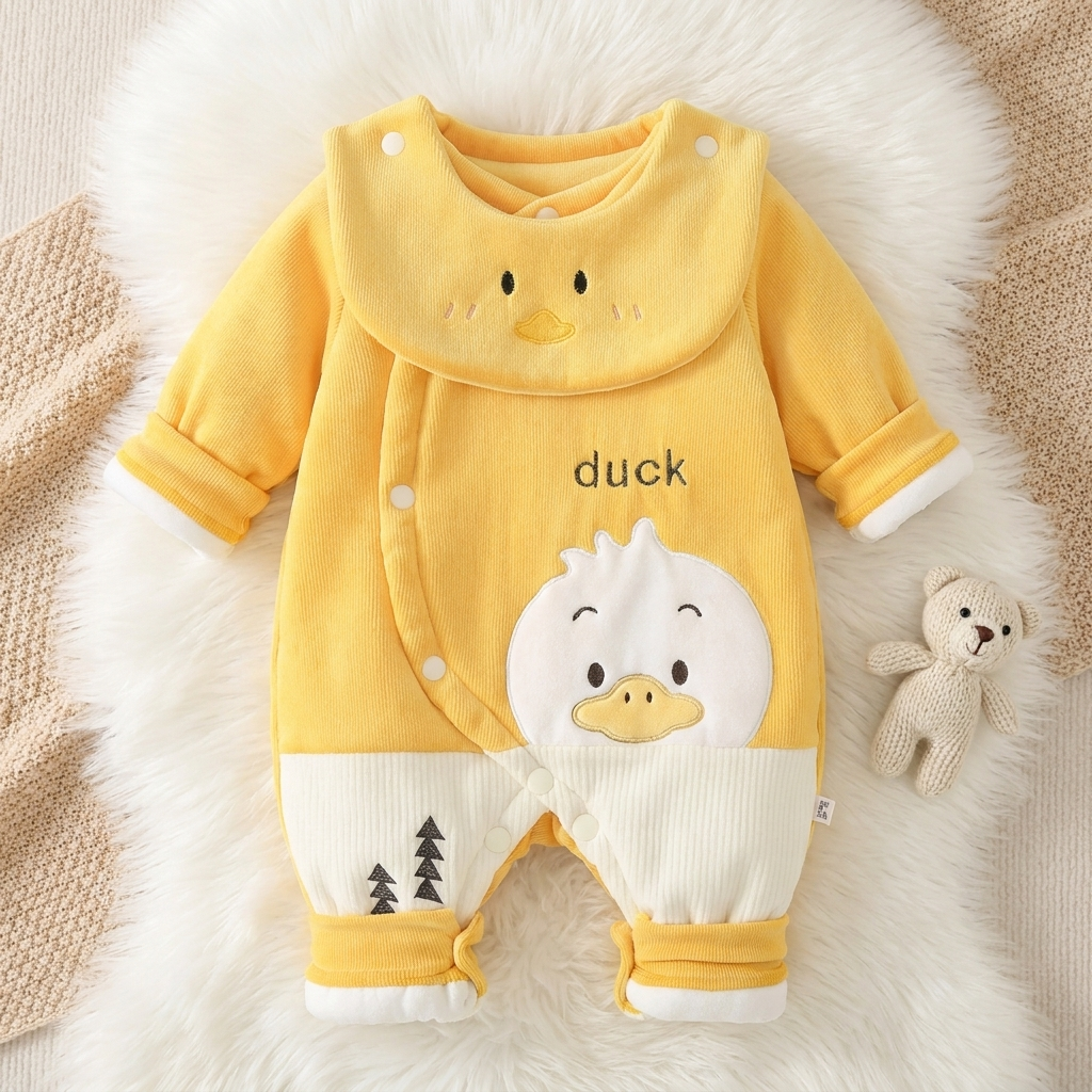 Little Duck Velvet Baby Romper – 1PC