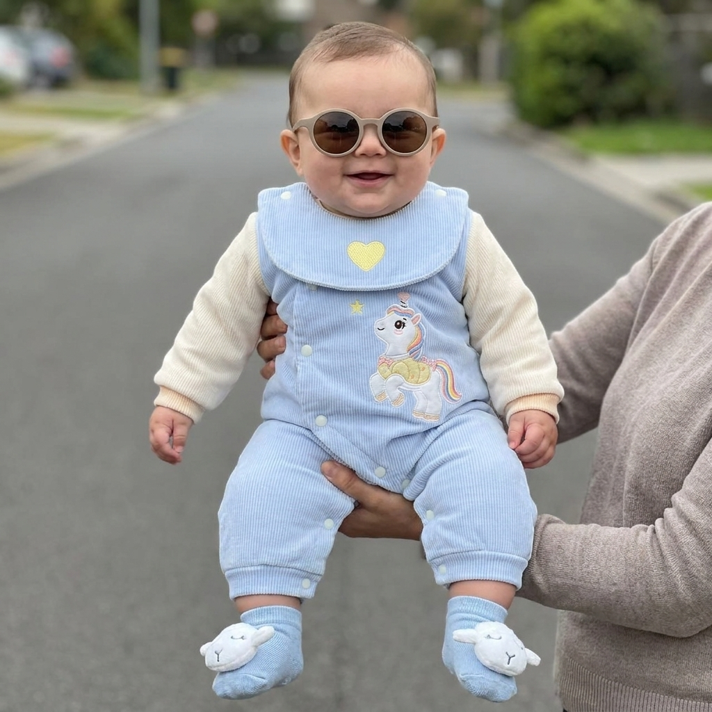 Little Unicorn Velvet Baby Romper – 1PC