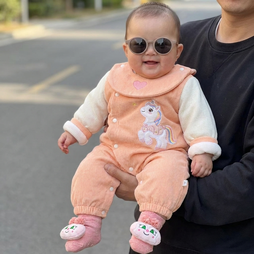 Little Unicorn Velvet Baby Romper – 1PC