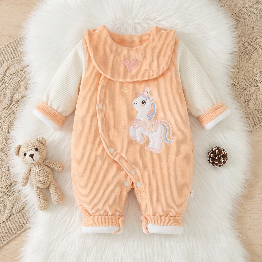 Little Unicorn Velvet Baby Romper – 1PC