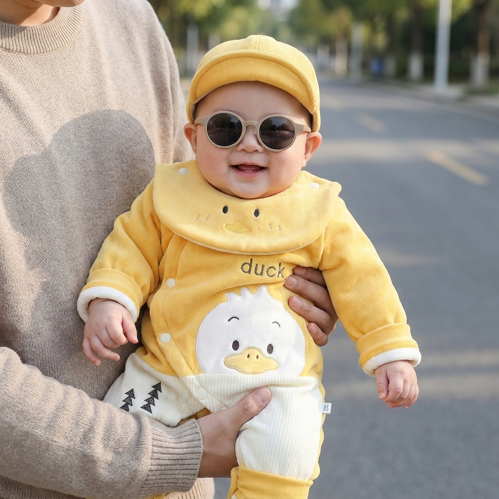 Little Duck Velvet Baby Romper – 1PC