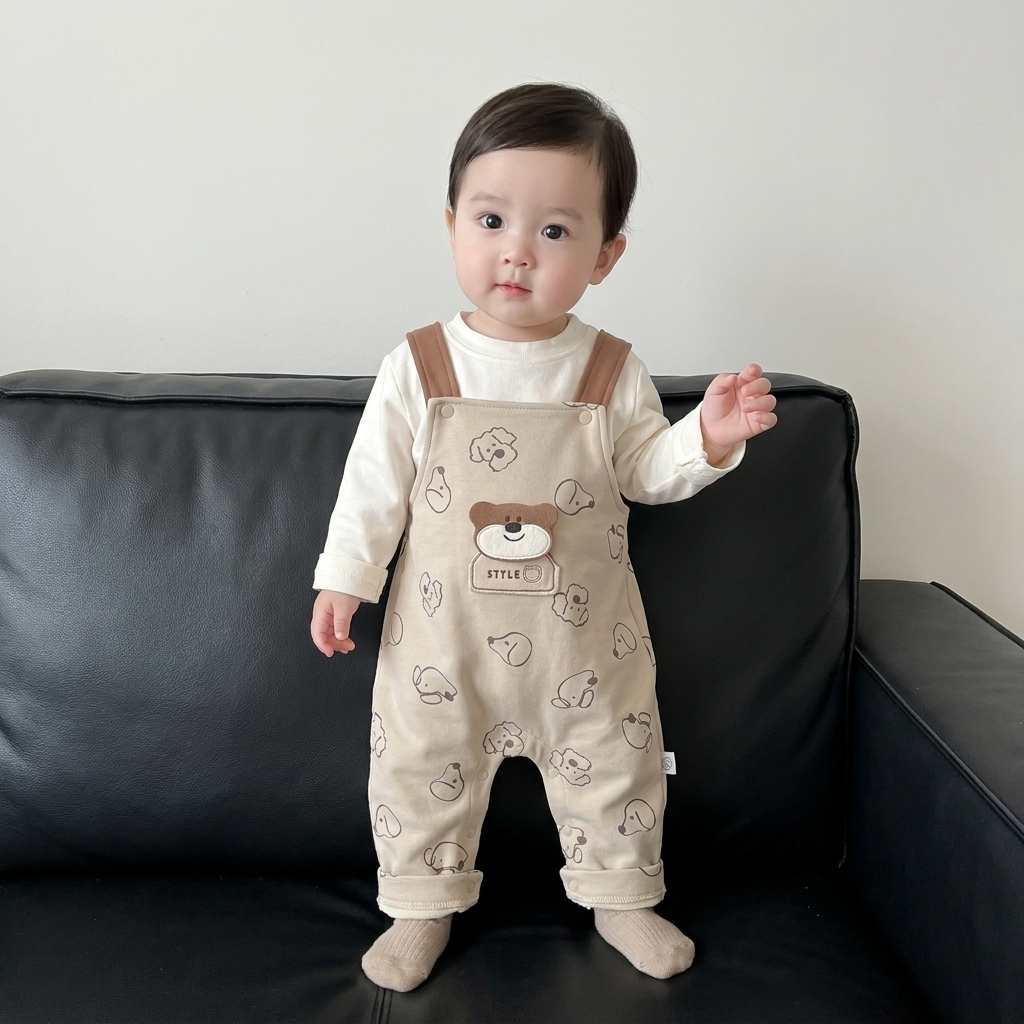 2PC Teddy Print Shirt & Romper Set – 3 Colors | Faba Kids