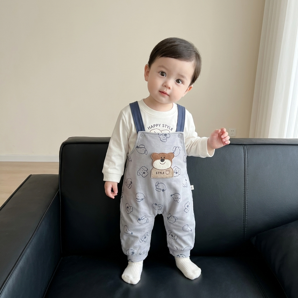 2PC Teddy Print Shirt & Romper Set – 3 Colors | Faba Kids