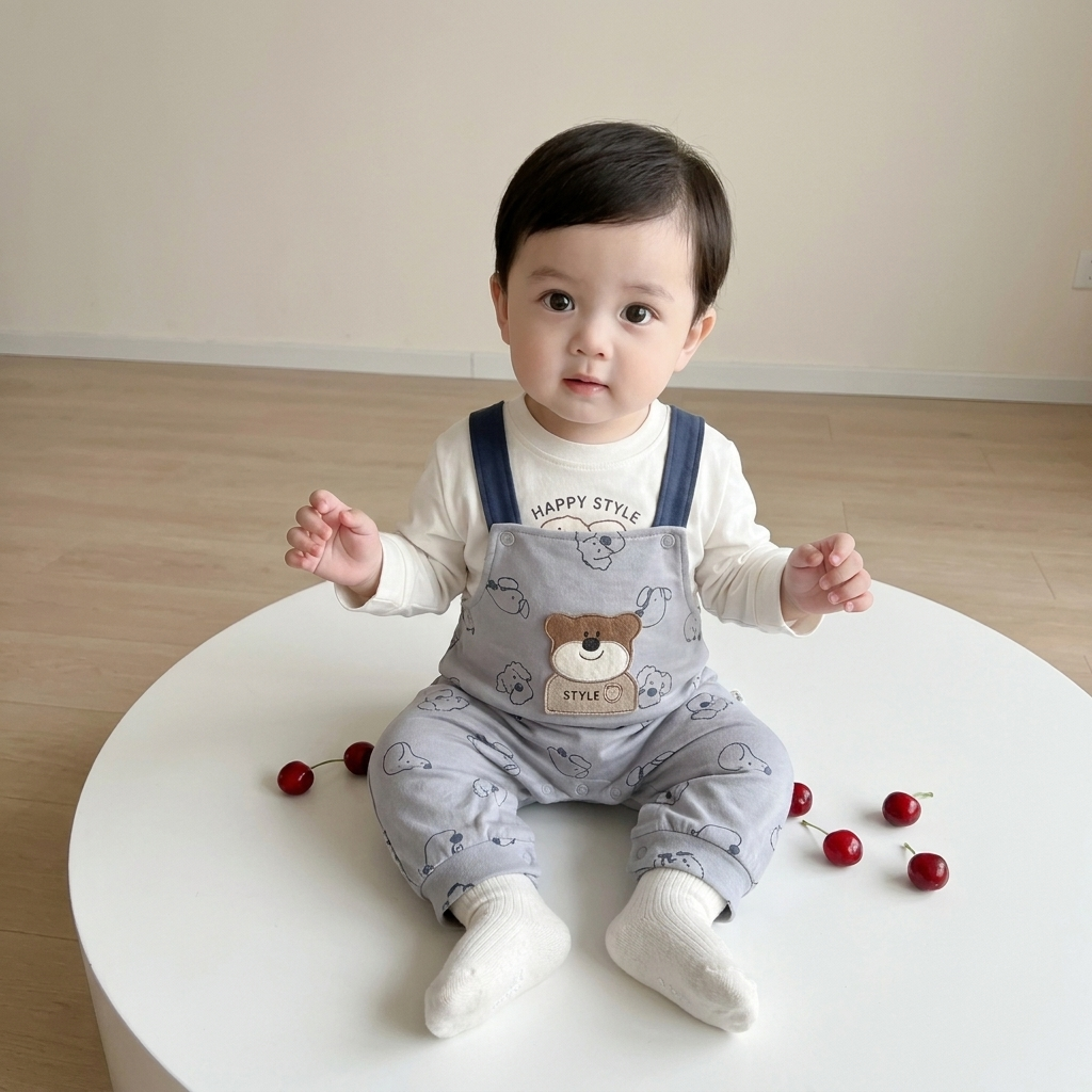 2PC Teddy Print Shirt & Romper Set – 3 Colors | Faba Kids