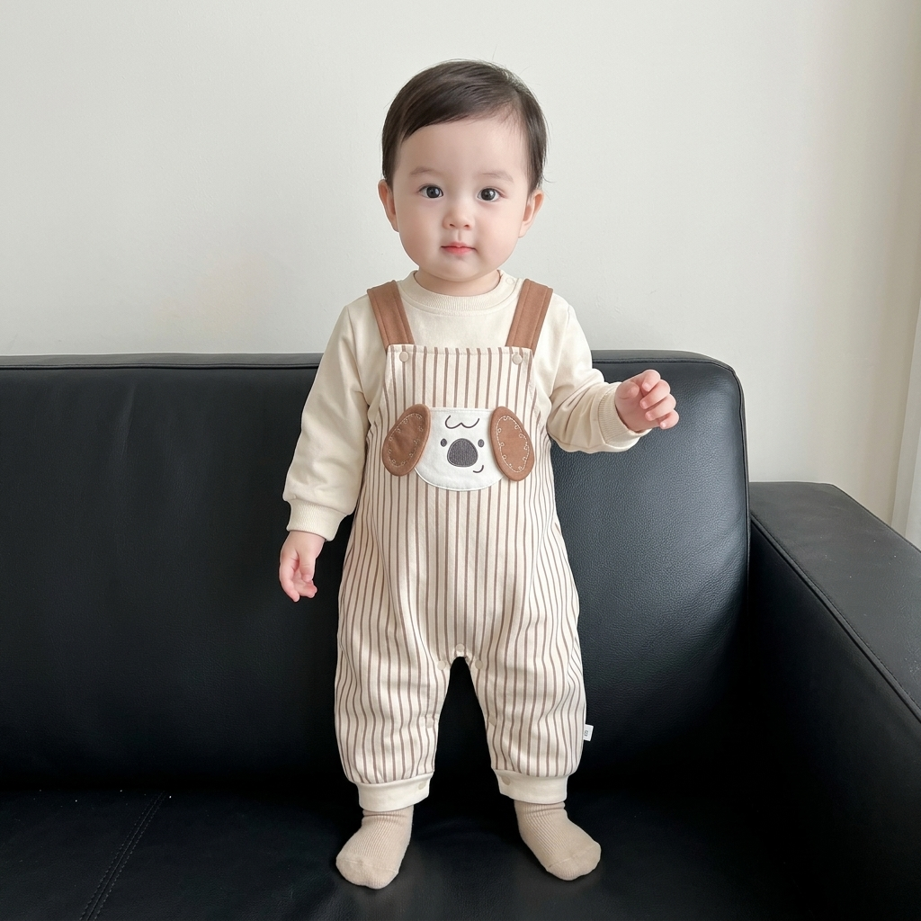 Baby Puppy Stripe 2PC Shirt & Romper Set – 3 Colors | Faba Kids
