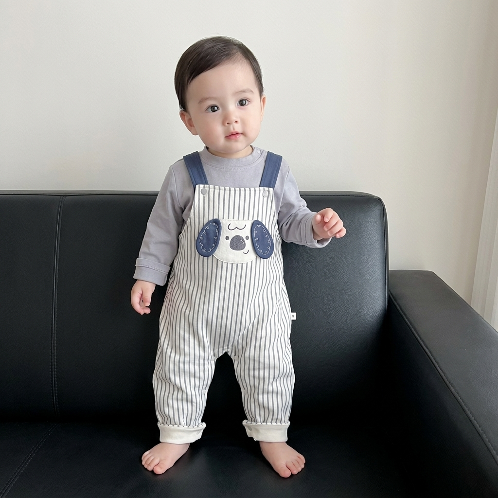 Baby Puppy Stripe 2PC Shirt & Romper Set – 3 Colors | Faba Kids