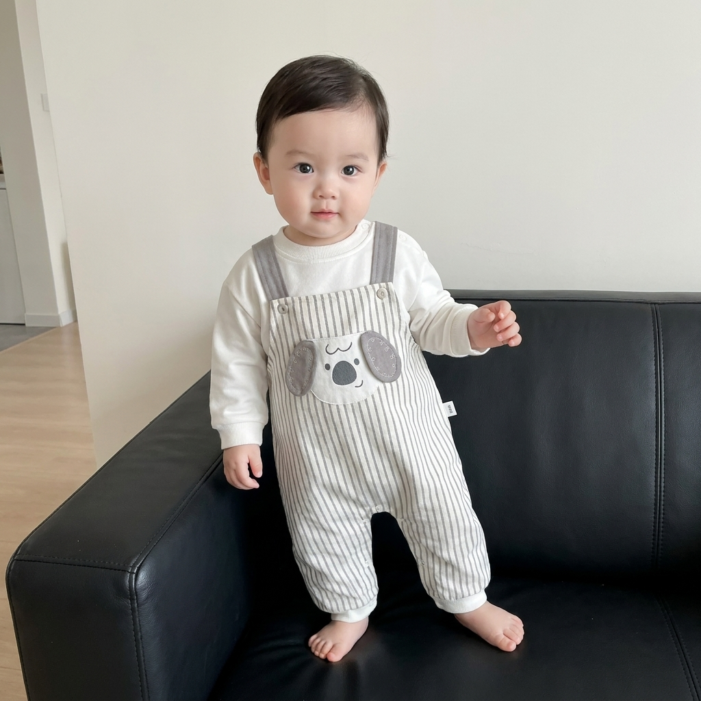 Baby Puppy Stripe 2PC Shirt & Romper Set – 3 Colors | Faba Kids