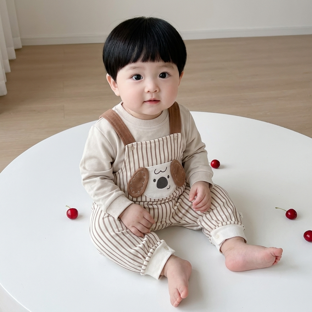 Baby Puppy Stripe 2PC Shirt & Romper Set – 3 Colors | Faba Kids