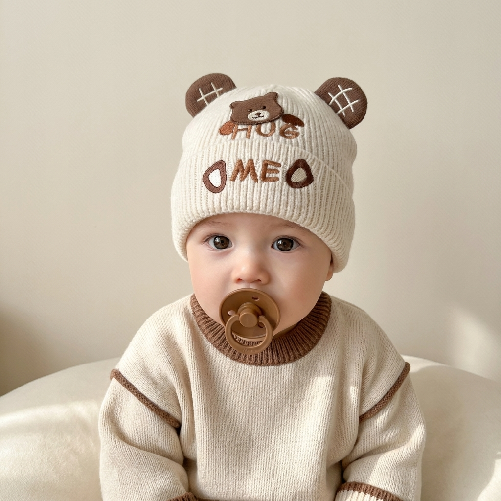Baby Bear Ear Knit Winter Cap – 1PC | Faba Kids