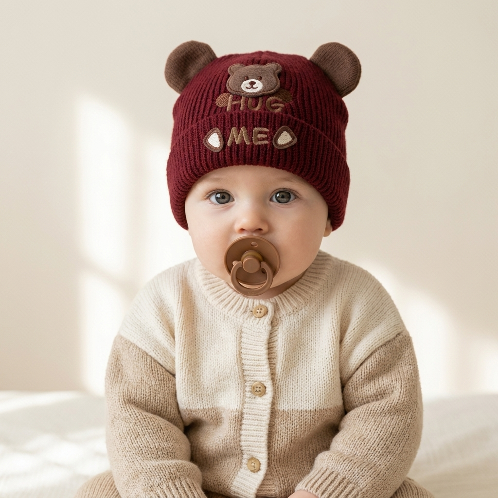 Baby Bear Ear Knit Winter Cap – 1PC | Faba Kids