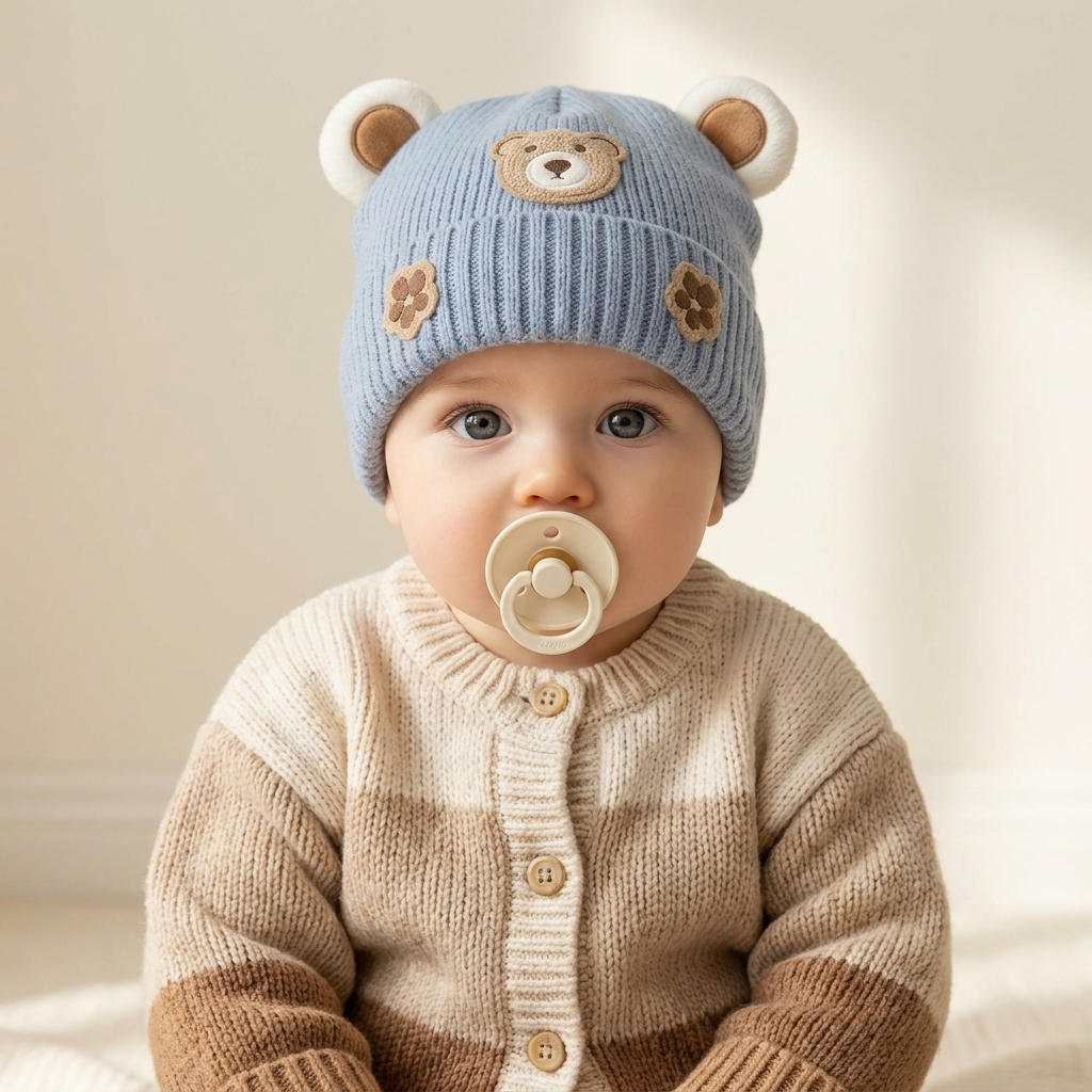 3D Bear Ears Baby Winter Cap – 5 Colors | Faba Kids