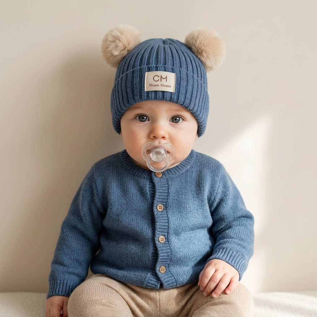 Double Pom Pom Baby Knitted Winter Cap – 4 Colors | Faba Kids