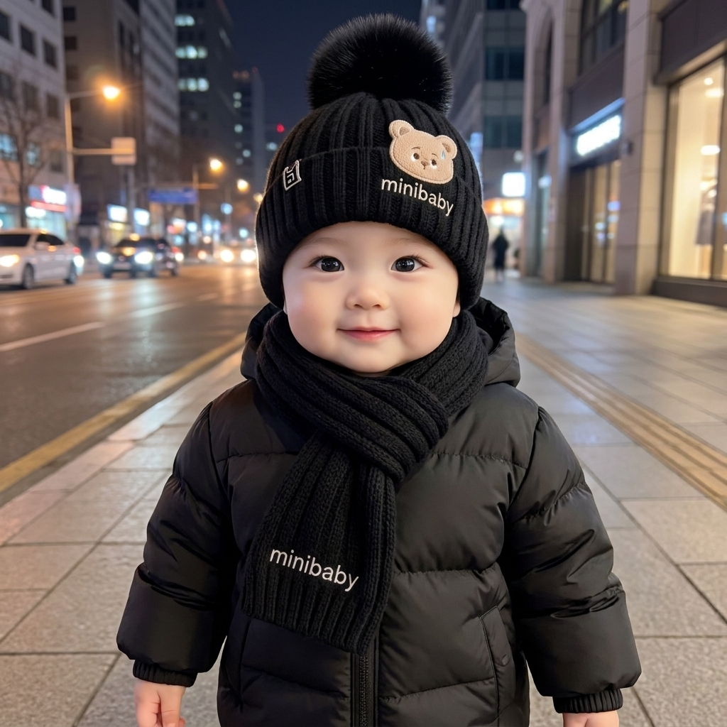 MiniBear Knit Cap & Muffler Set – 2PC | Faba Kids