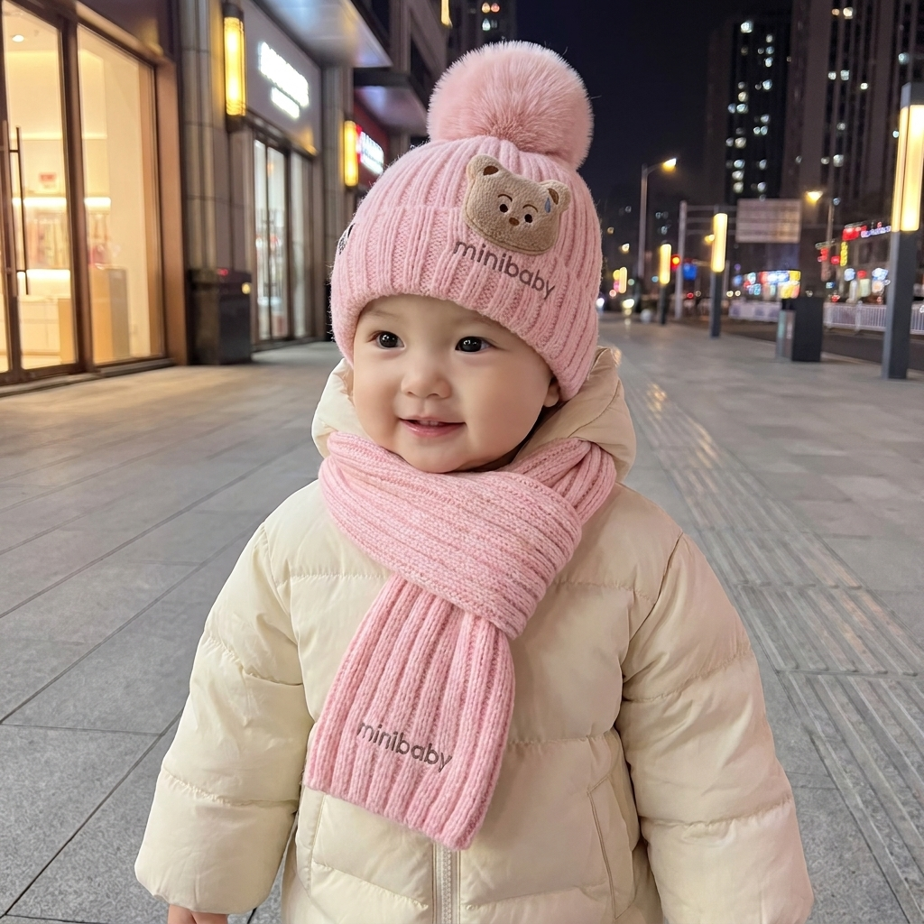 MiniBear Knit Cap & Muffler Set – 2PC | Faba Kids