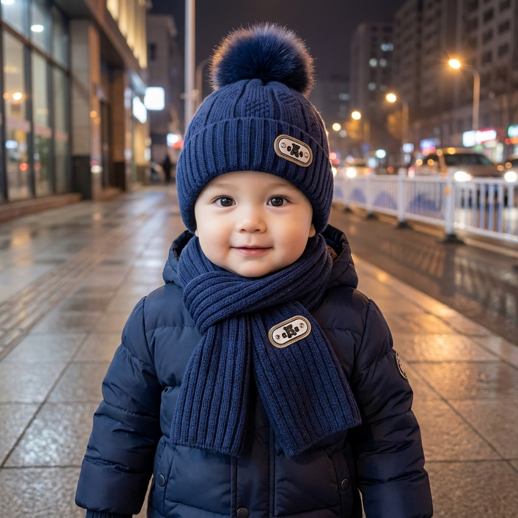 Pom-Pom Knit Cap & Muffler Set – 2PC | Faba Kids