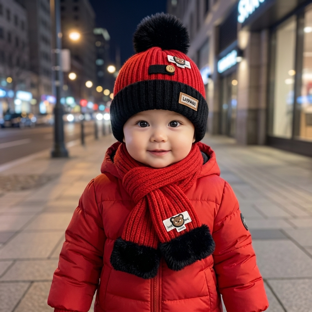 Cozy Fur Trim Knit Cap & Muffler Set – 2PC | Faba Kids