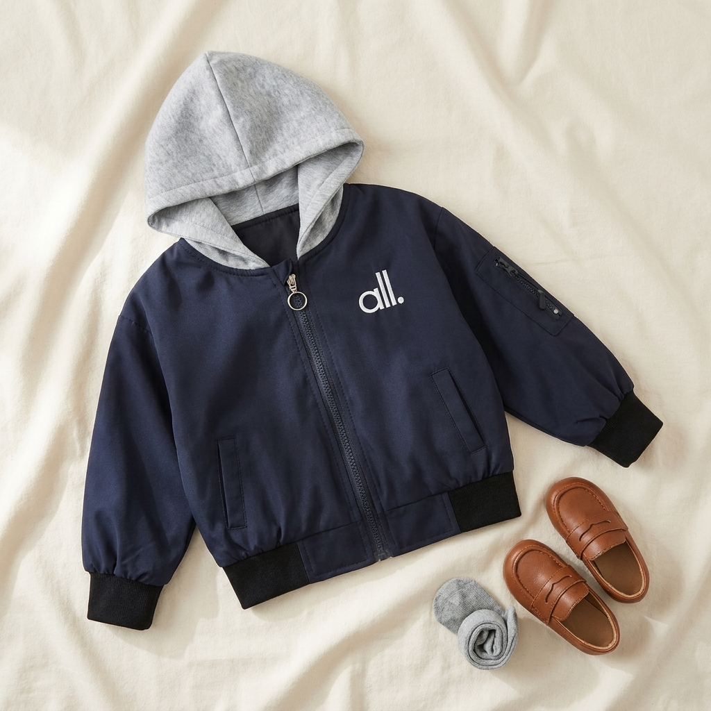 Kids Casual Hooded Bomber Jacket – 2 Colors | Faba Kids