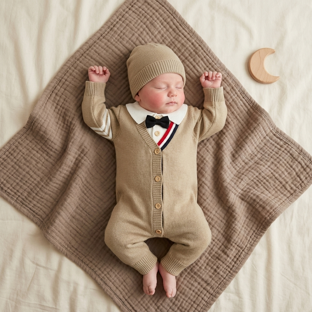 Knitted Bow-Tie Newborn Romper | Faba Kids