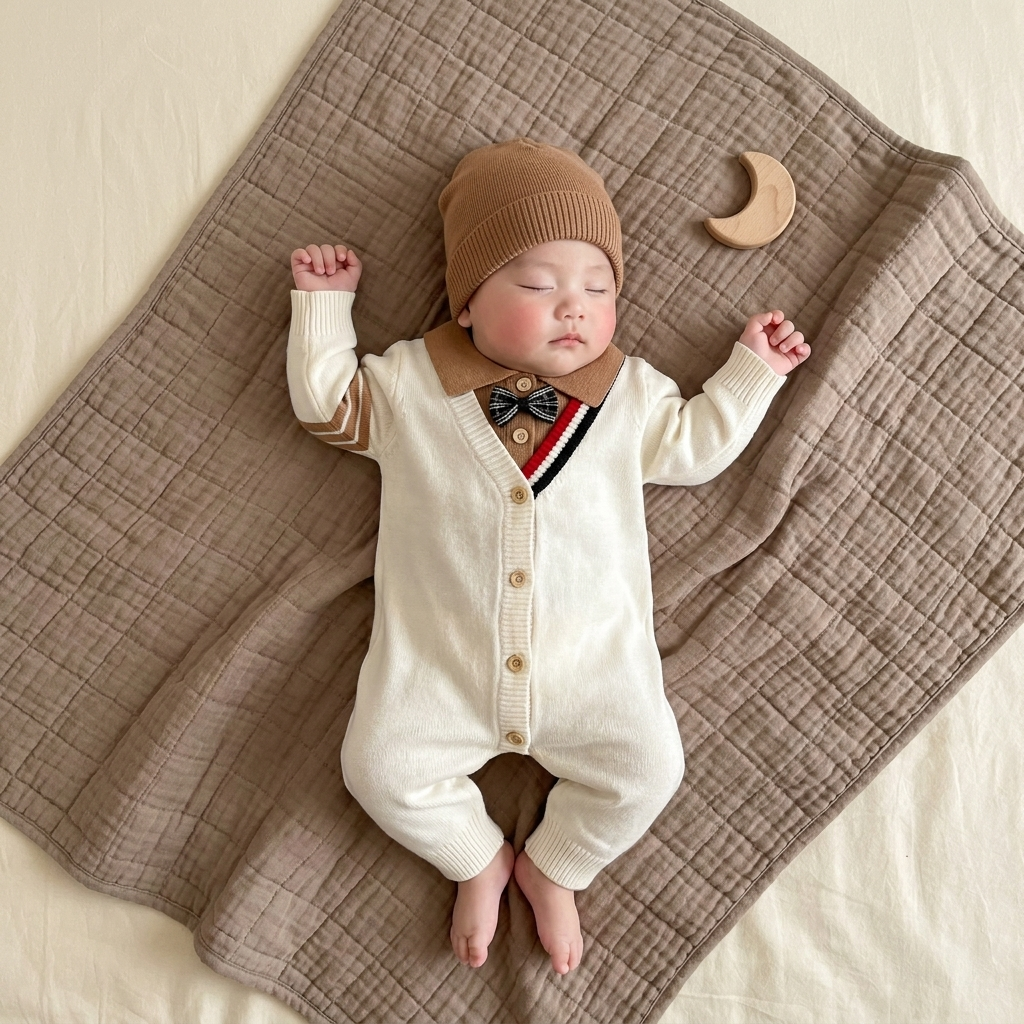 Knitted Bow-Tie Newborn Romper | Faba Kids