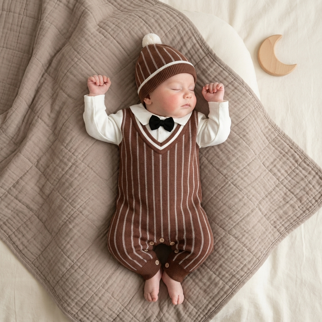 Baby Gentleman Striped Knit Romper – 3 Colors | Faba Kids