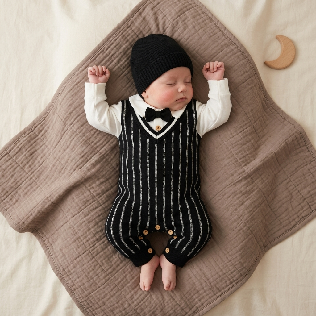 Baby Gentleman Striped Knit Romper – 3 Colors | Faba Kids