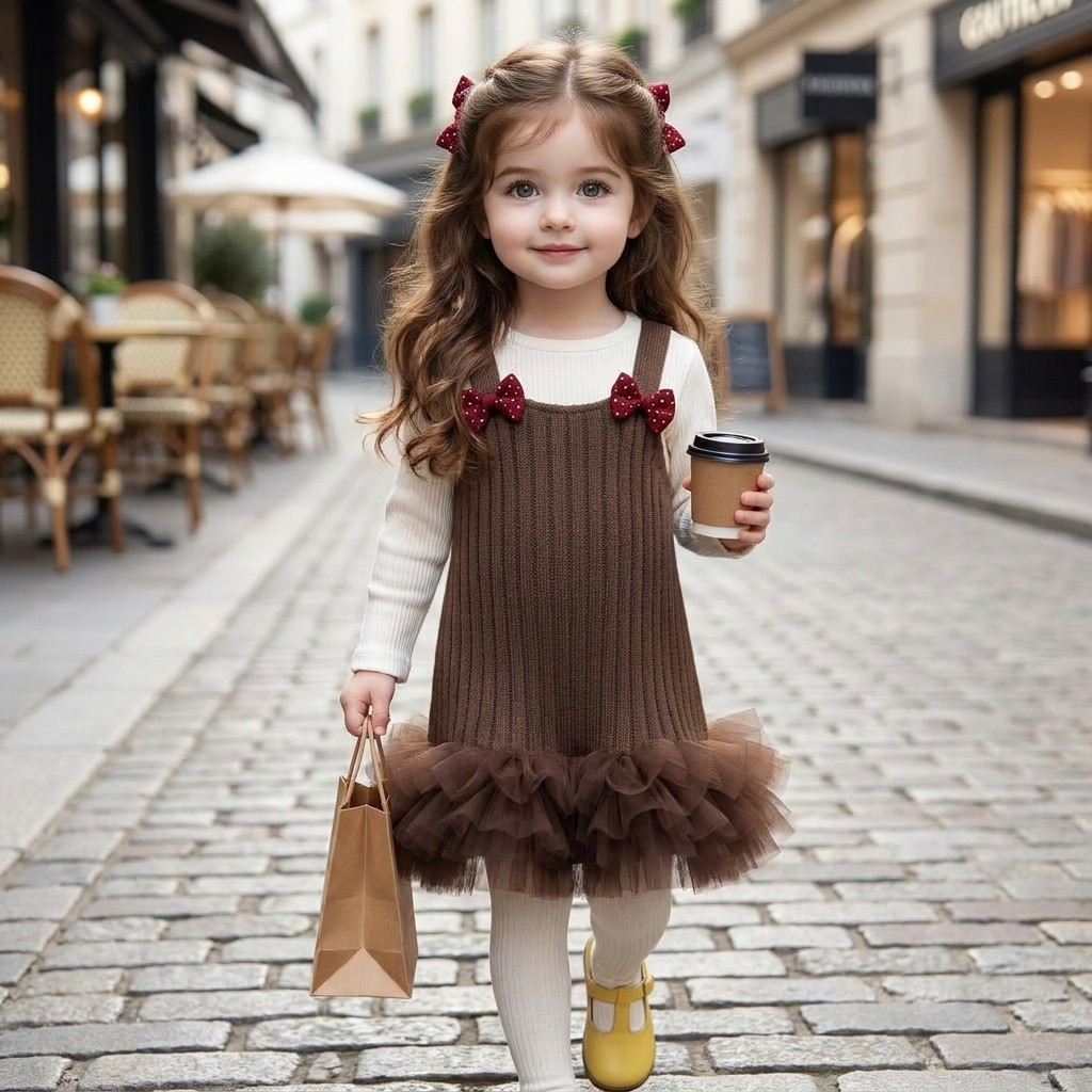 Girls Velvet Frock with Bow & Ruffle Detail | Faba Kids