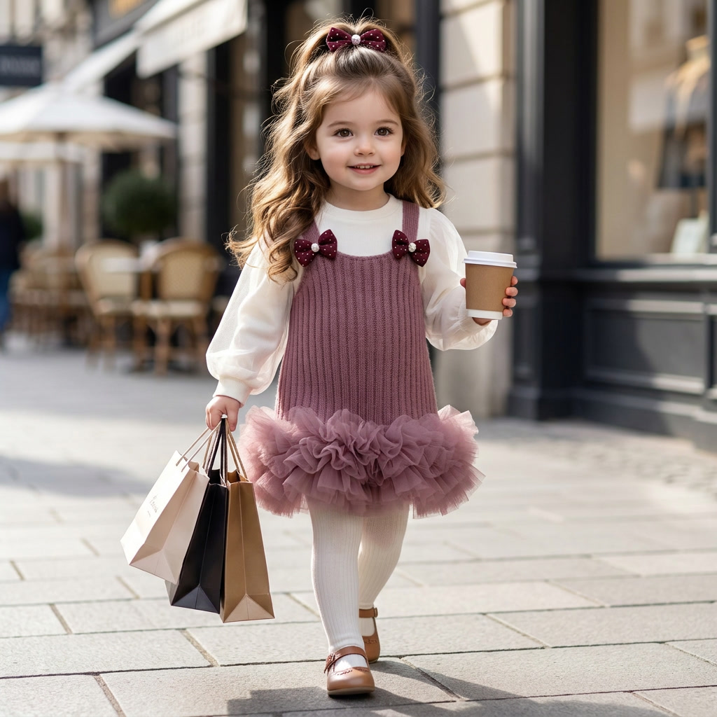 Girls Velvet Frock with Bow & Ruffle Detail | Faba Kids