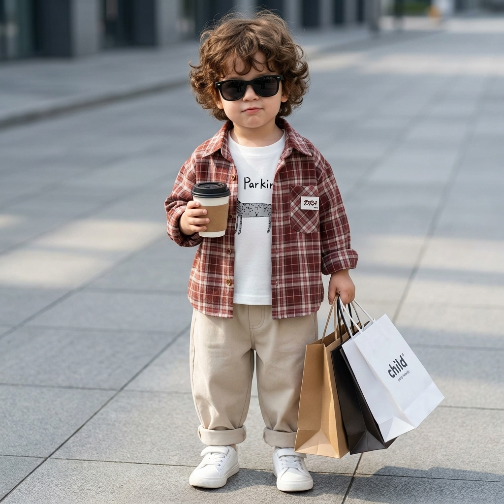 Boys 3PC Check Shirt, Inner Tee & Pants Set | Faba Kids