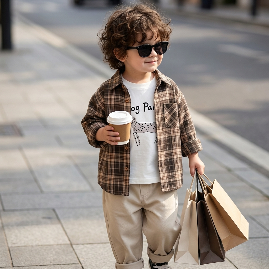 Boys 3PC Check Shirt, Inner Tee & Pants Set | Faba Kids