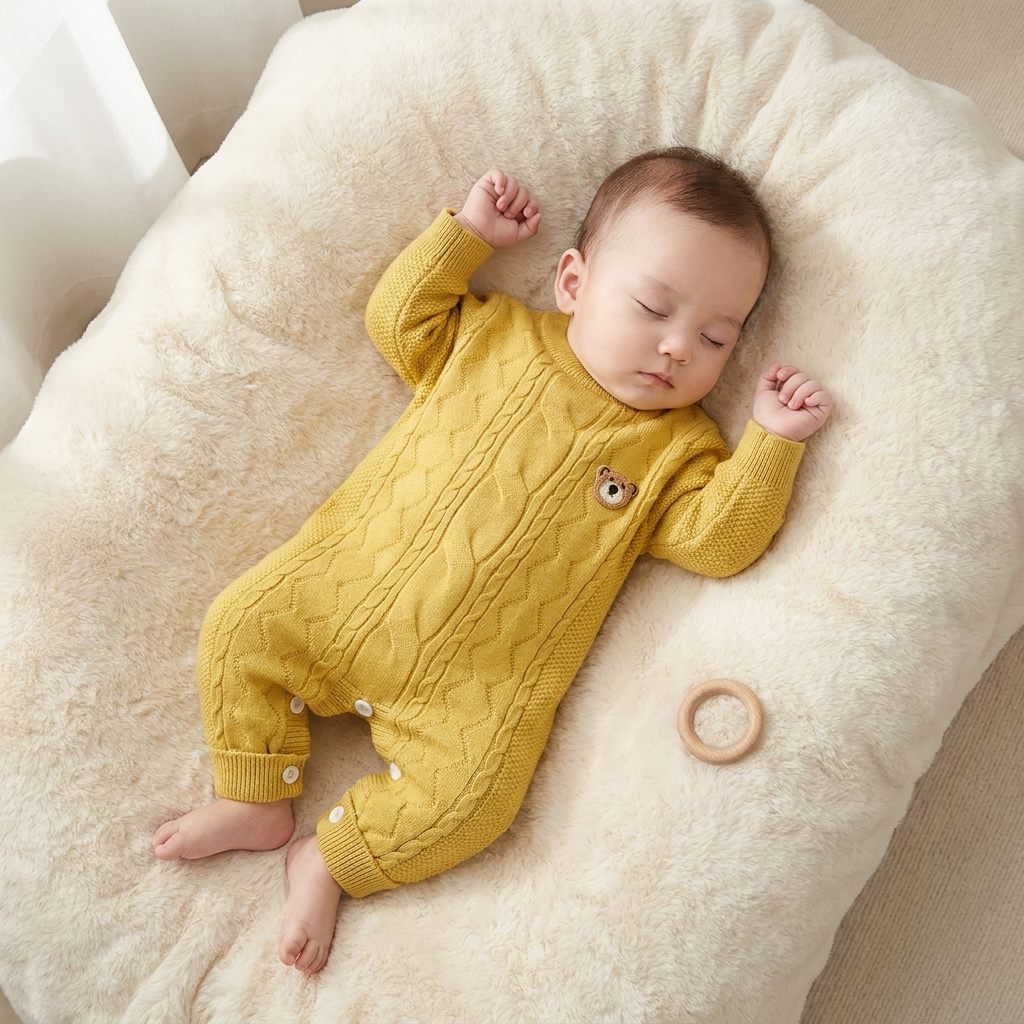 Baby Bear Cable Knit Romper – 1PC | 3 Colors | Faba Kids