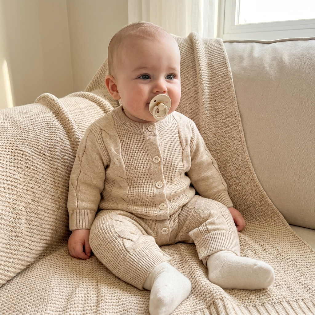 Textured Cable Knit Baby Romper – 1PC | 3 Colors | Faba Kids