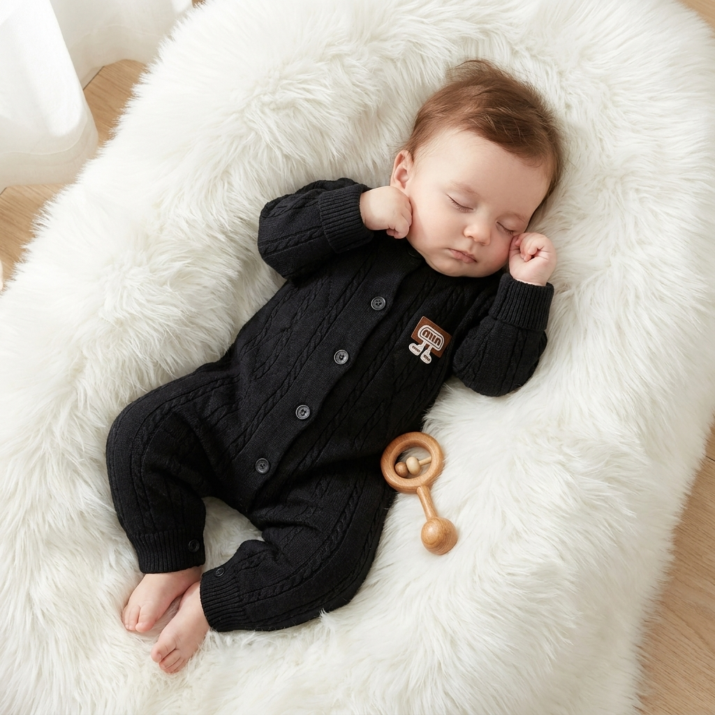Classic Cable Knit Baby Romper – 1PC | 3 Colors | Faba Kids