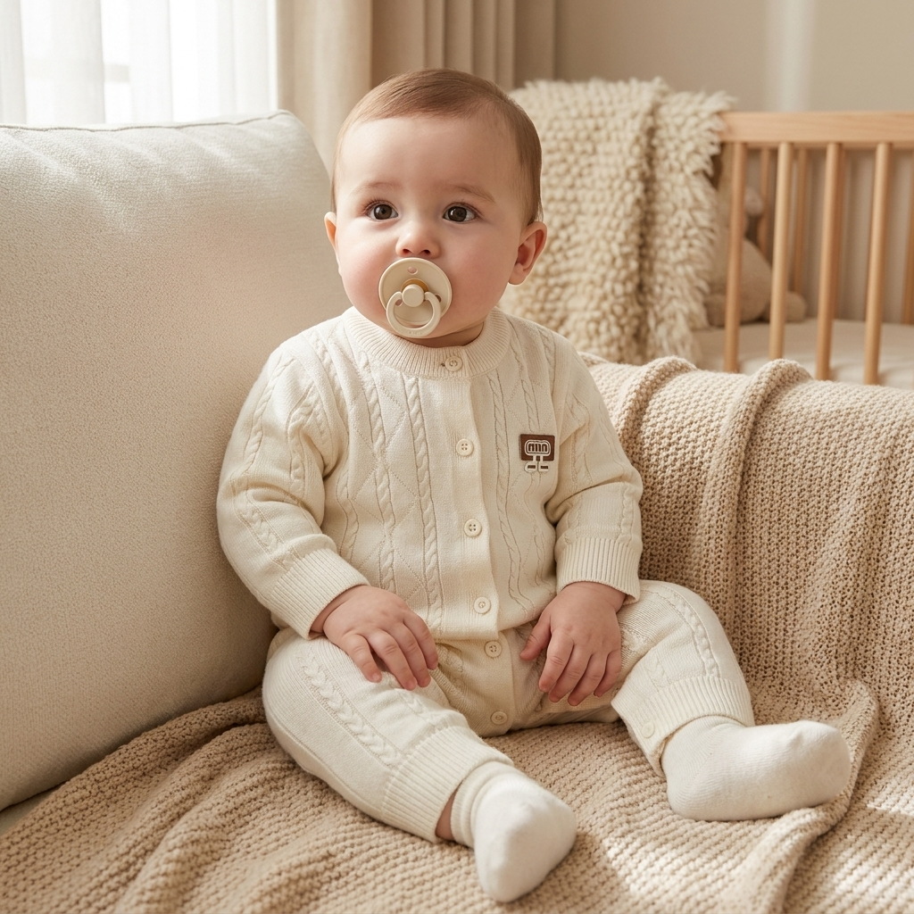 Classic Cable Knit Baby Romper – 1PC | 3 Colors | Faba Kids