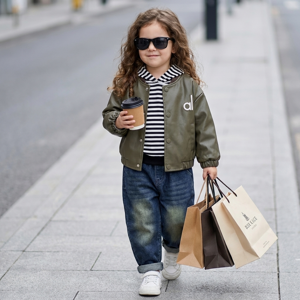 Kids 3PC Leather Jacket, Shirt & Denim Pants Set – Unisex